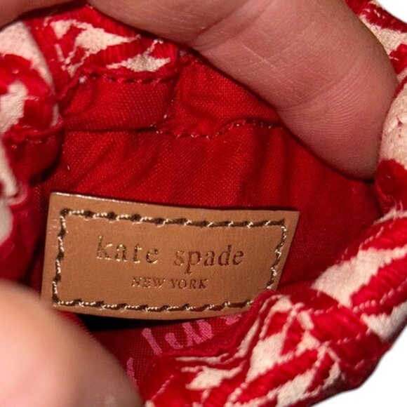 Kate Spade New York red white embroidered cinch leather strps mini pouch… - Picture 2 of 7